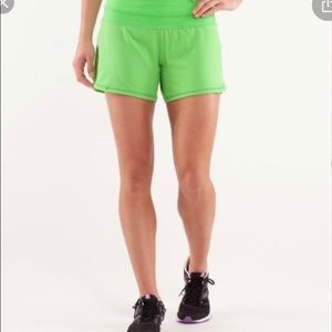 Lululemon lime green groovy run shorts